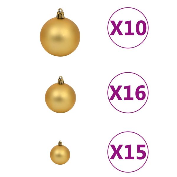 Artificial Christmas Tree with LEDs&Ball Set Green – 210×105 cm, Gold