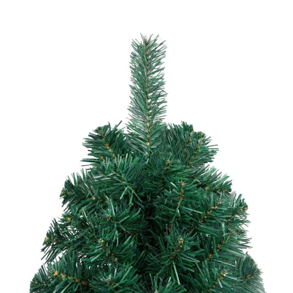 Artificial Half Christmas Tree with LEDs&Ball Set – 150×95 cm, Green and Grey