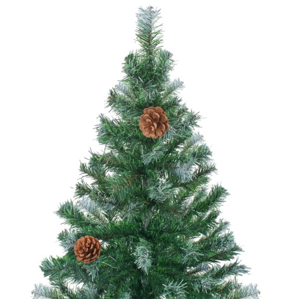 Frosted Christmas Tree with LEDs&Ball Set&Pinecones – 180×90 cm, White