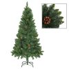 Artificial Christmas Tree with LEDs&Pine Cones – 150×89 cm, Green