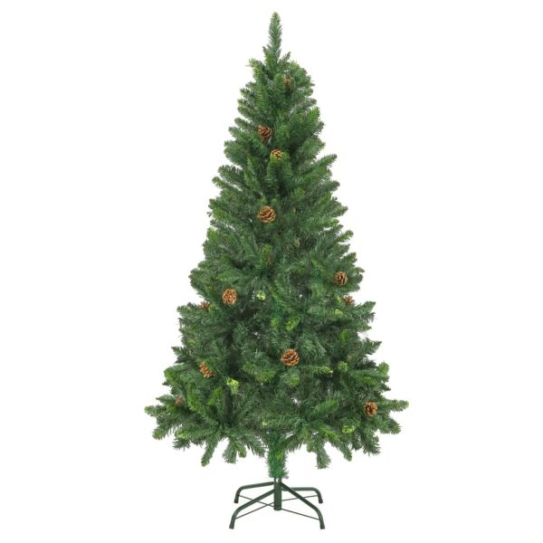 Artificial Christmas Tree with LEDs&Pine Cones – 150×89 cm, Green