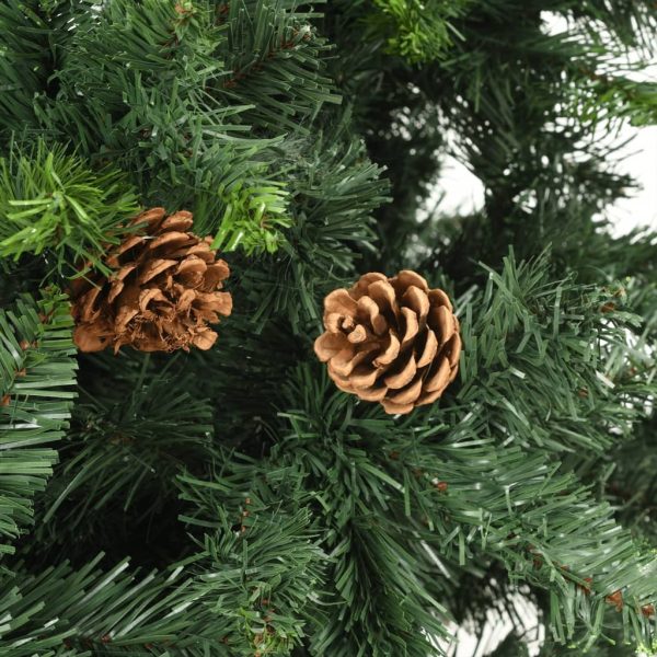 Artificial Christmas Tree with LEDs&Pine Cones – 150×89 cm, Green