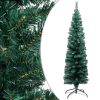 Slim Artificial Christmas Tree with LEDs&Stand Green PVC – 120×38 cm, Without Flocked Snow