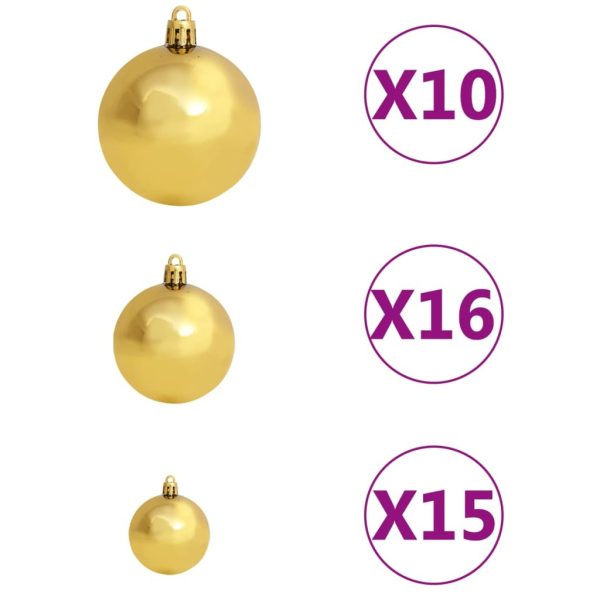 Artificial Christmas Tree with LEDs&Ball Set LEDs Green – 300×155 cm, White and Gold