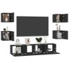 Honiton 6 Piece TV Cabinet Set Engineered Wood – 80x30x30 cm, Black