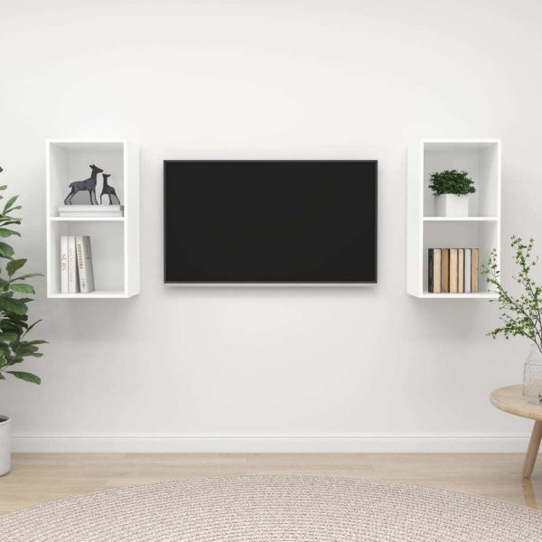 Bridgford Wall-mounted TV Cabinets 2 pcs Engineered Wood – White