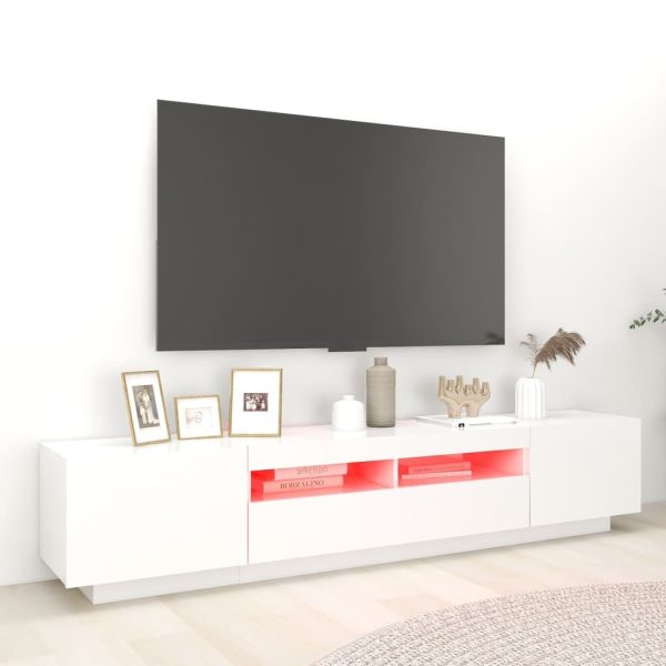 Apache TV Cabinet with LED Lights 200x35x40 cm – White