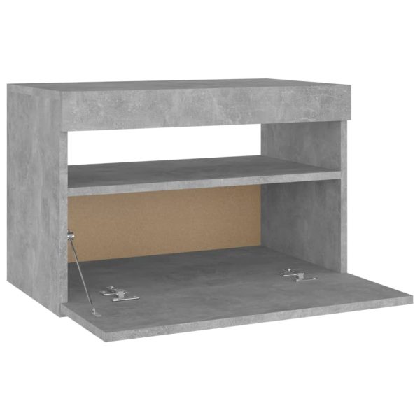Northampton Bedside Cabinet & LED Lights 60x35x40 cm Engineered Wood – Concrete Grey, 1