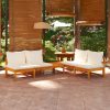 Garden Benches with Cushions 2 pcs Acacia Wood – Cream White