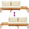 Garden Benches with Cushions 2 pcs Acacia Wood – Cream White