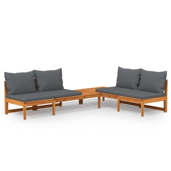 Garden Benches with Cushions 2 pcs Acacia Wood – Dark Grey