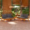 Garden Benches with Cushions 2 pcs Acacia Wood – Dark Grey