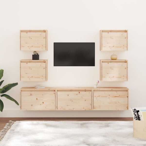 Crayford TV Cabinets 7 pcs Solid Wood Pine – Brown
