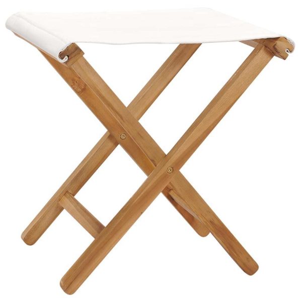 Folding Chairs 2 pcs Solid Teak Wood and Fabric