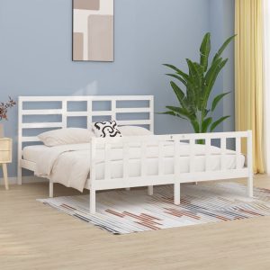 Belton Bed Frame Solid Wood – KING, White