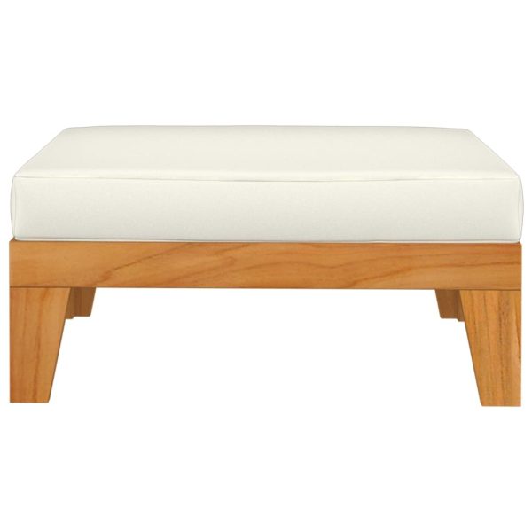Sectional Footrest with Cushion Solid Acacia Wood – Cream