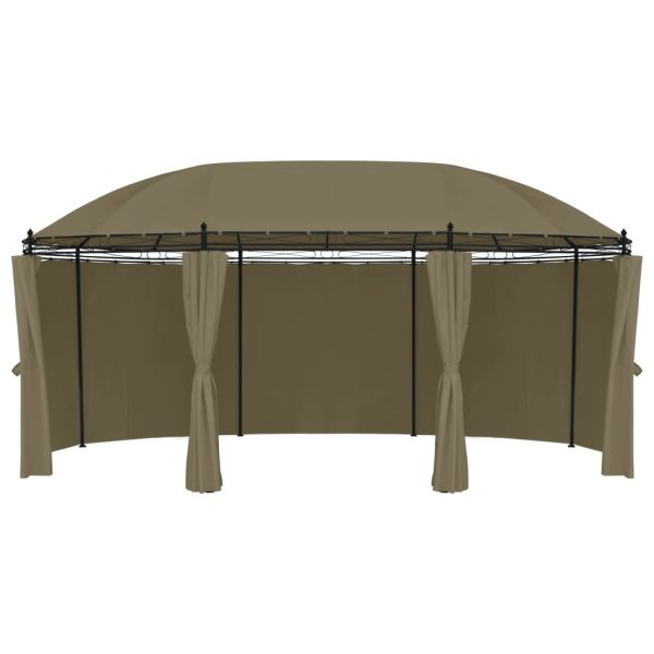 Gazebo with Curtains 520x349x255 cm – Taupe