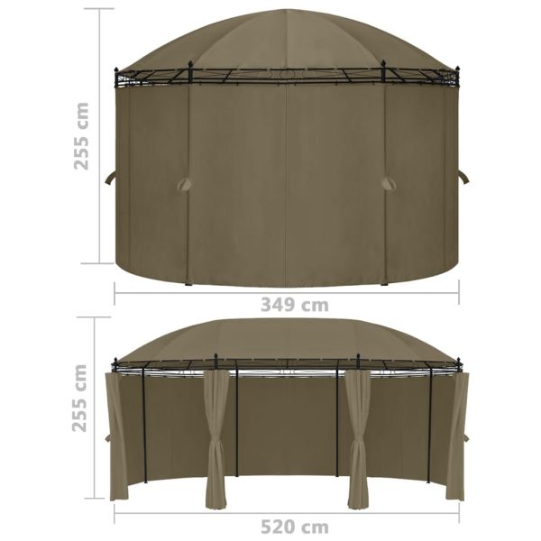 Gazebo with Curtains 520x349x255 cm – Taupe