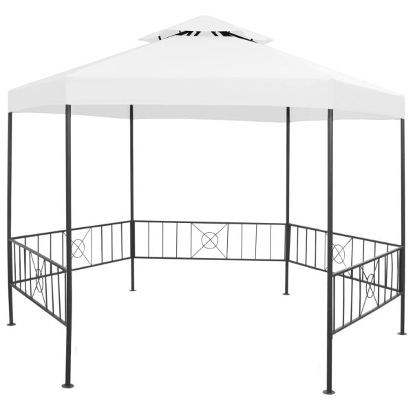 Garden Marquee Gazebo Pavilion Tent Hexagonal 323×265 cm – White