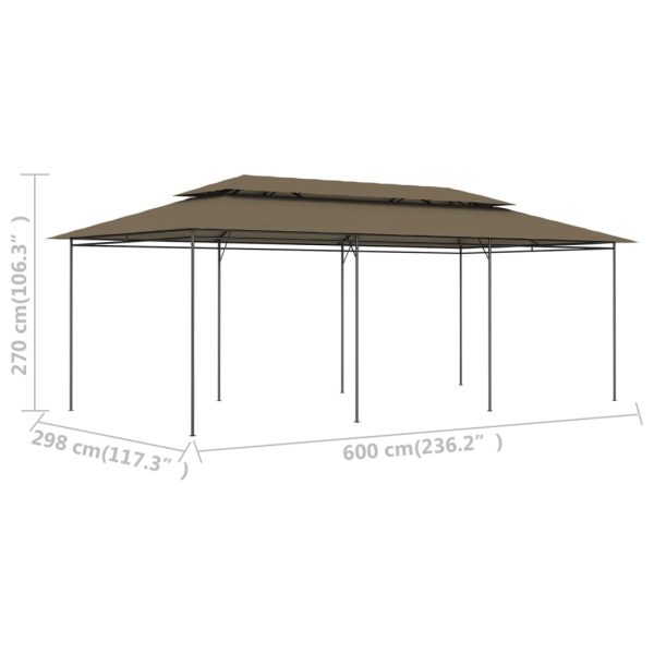 Gazebo 600x298x270 cm – Taupe, Without curtain