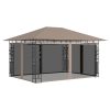 Gazebo with Mosquito Net 180 g/m – 4x3x2.73 m, Taupe