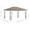 Gazebo with Mosquito Net 180 g/m – 4x3x2.73 m, Taupe