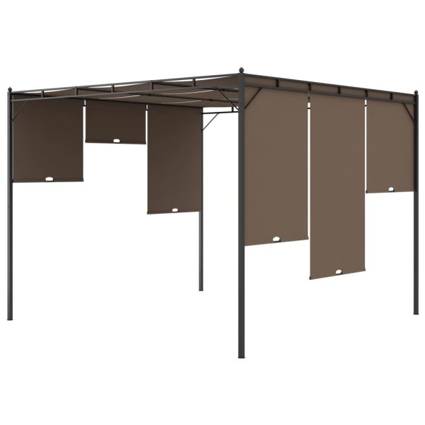 Garden Gazebo with Side Curtain Taupe – 3x3x2.25 m