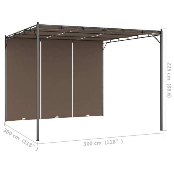 Garden Gazebo with Side Curtain Taupe – 3x3x2.25 m