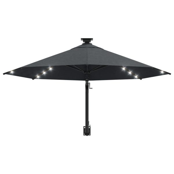 Wall-mounted Parasol with LEDs and Metal Pole 300 cm – Anthracite