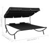 Outdoor Lounge Bed with Canopy and Pillows – Black