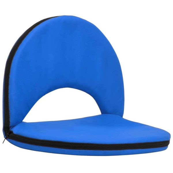 Foldable Ground Chair 2 pcs Blue Steel and Fabric