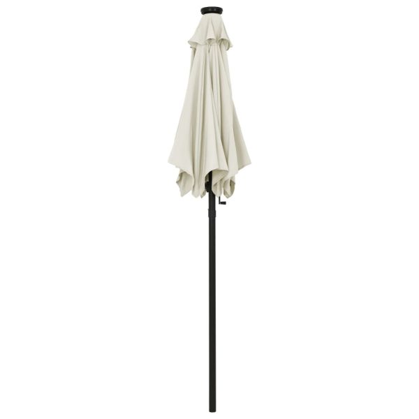 Parasol with LED Lights 200×211 cm Aluminium – Sand