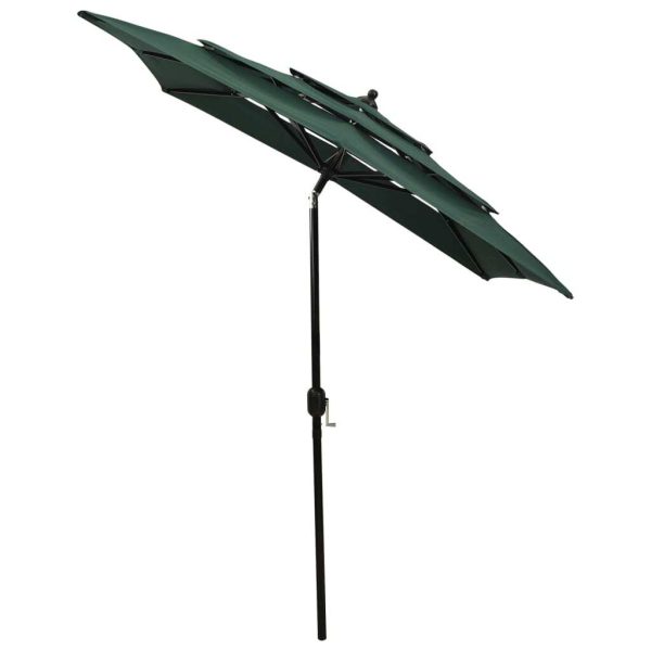 3-Tier Parasol with Aluminium Pole – 2×2 m, Green