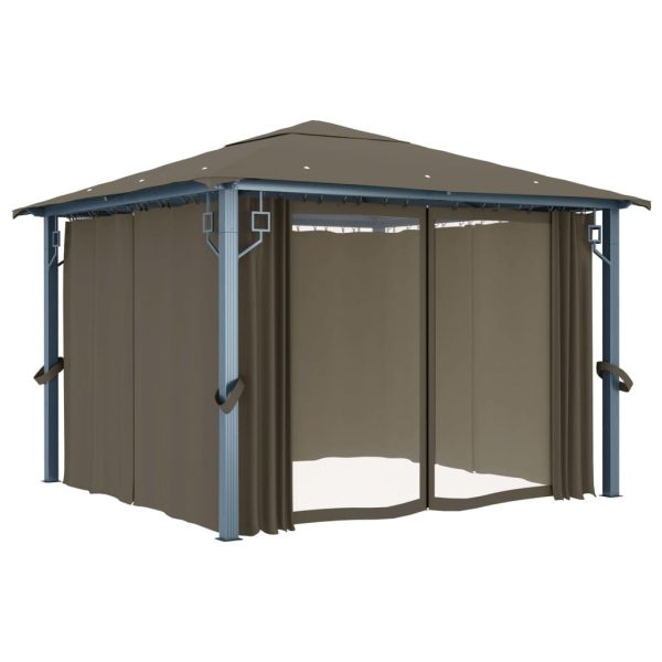 Gazebo with Curtain Aluminium