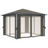 Gazebo with Curtain Aluminium – 300×300 cm, Taupe