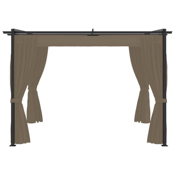 Gazebo with Curtains 3×3 m Taupe Steel