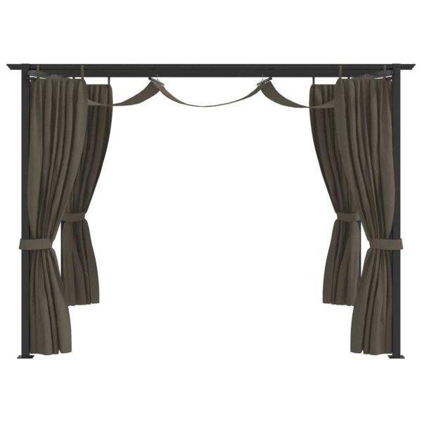 Gazebo with Curtains 3×3 m Taupe Steel