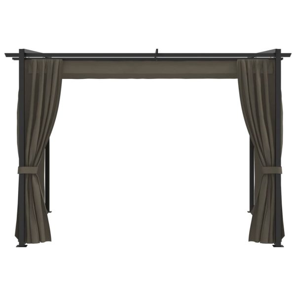 Gazebo with Curtains 3×3 m Taupe Steel