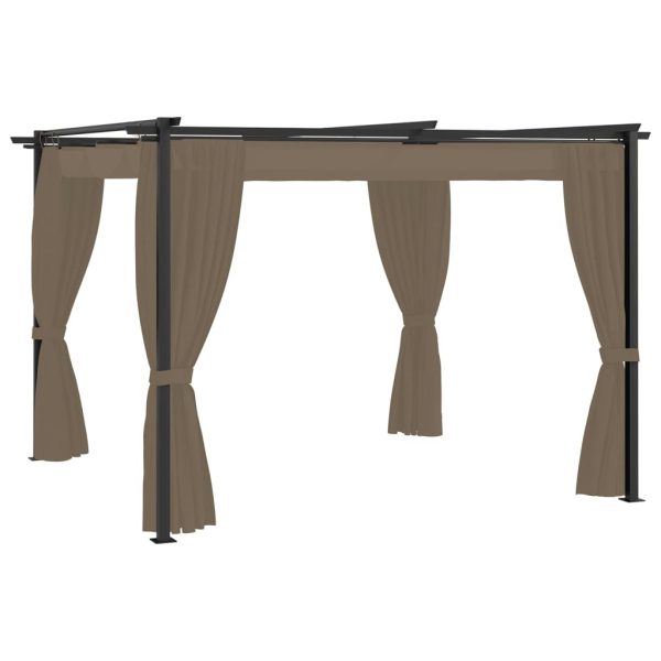 Gazebo with Curtains 3×3 m Taupe Steel