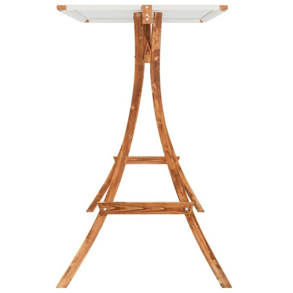 Swing Frame with Roof Solid Bent Wood with Teak Finish – Cream