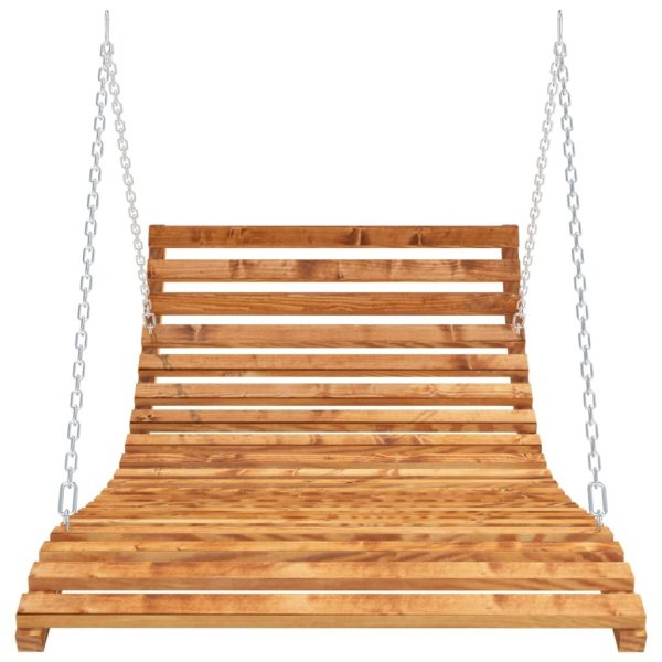 Swing Bed Solid Bent Wood with Teak Finish 143x120x65 cm