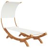 Outdoor Lounge Bed with Canopy Solid Bent Wood – 100x200x126 cm, Cream