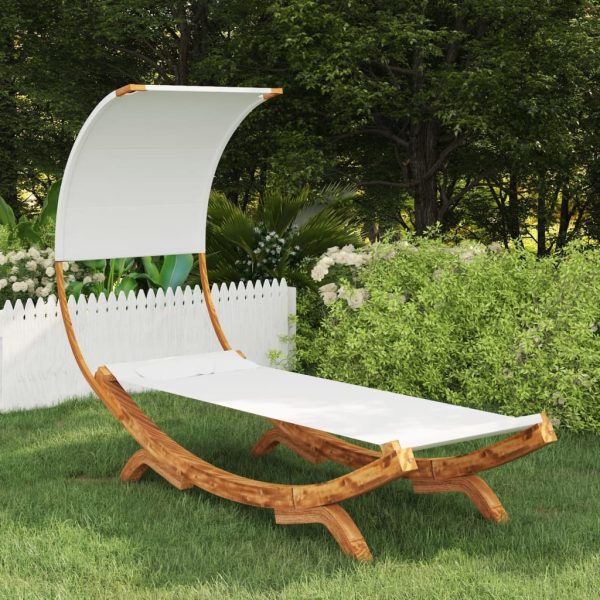 Outdoor Lounge Bed with Canopy Solid Bent Wood