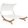 Outdoor Lounge Bed with Canopy Solid Bent Wood – 165x203x126 cm, Cream