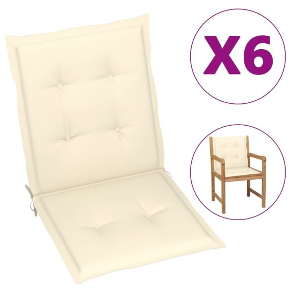 Garden Chair Cushions 6 pcs Cream 100x50x3 cm
