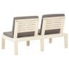 Garden Lounge Bench with Cushion Plastic – White, 1