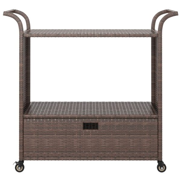 Bar Cart with Drawer 100x45x97 cm Poly Rattan – Brown