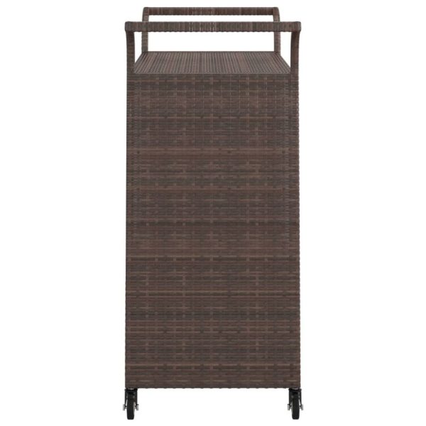 Bar Cart with Drawer 100x45x97 cm Poly Rattan – Brown