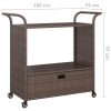 Bar Cart with Drawer 100x45x97 cm Poly Rattan – Brown