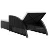 Sun Lounger with Cushion Poly Rattan – Black